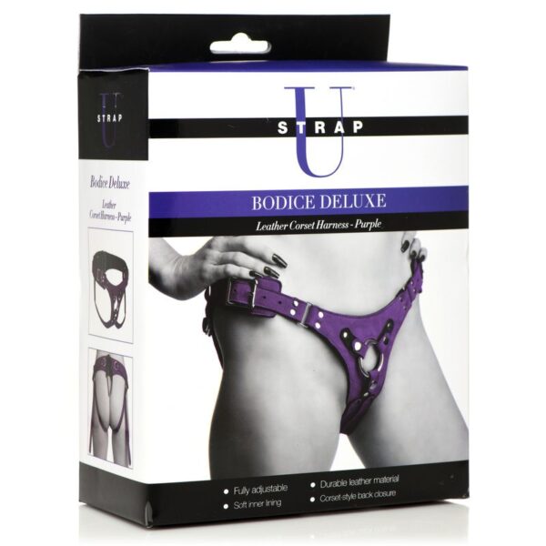 Korset Deluxe Leren Strap On - Paars - Afbeelding 8