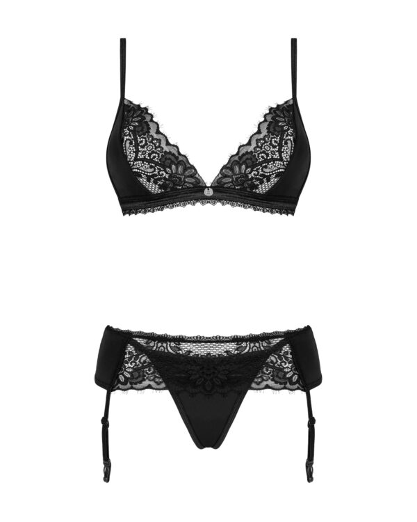 Maderris Romantische set met jarretelgordel - Zwart - Afbeelding 4