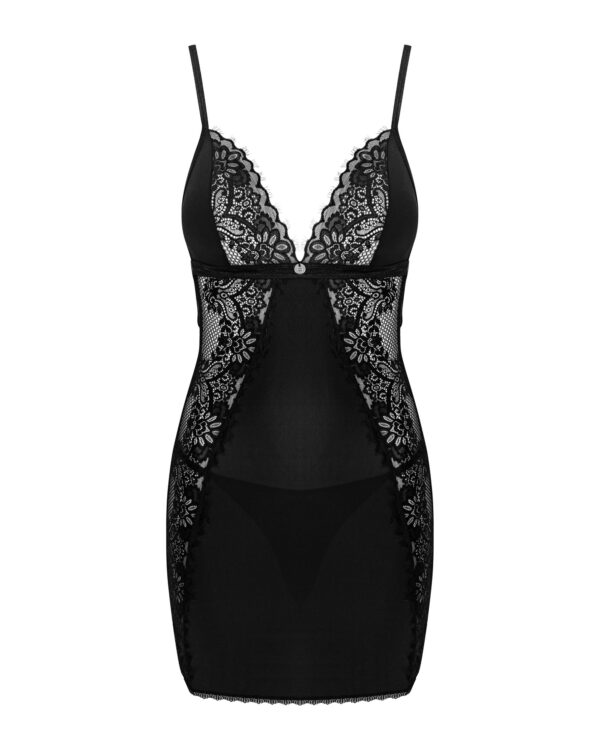 Maderris Elegante Babydoll en String - Zwart - Afbeelding 4