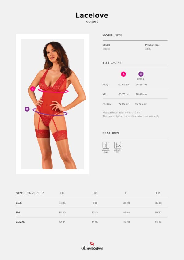 Lacelove Sexy Doorzichtig Rood Korset - Afbeelding 7