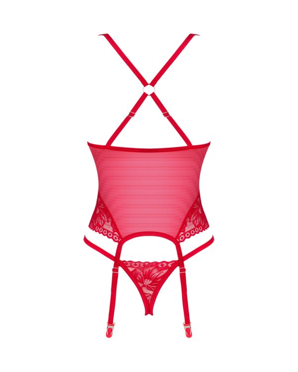 Lacelove Sexy Doorzichtig Rood Korset - Afbeelding 3