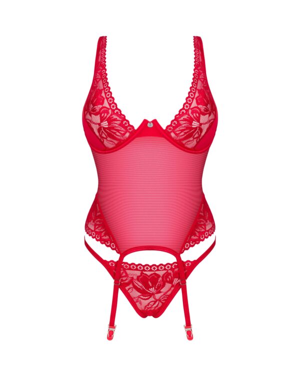 Lacelove Sexy Doorzichtig Rood Korset - Afbeelding 4
