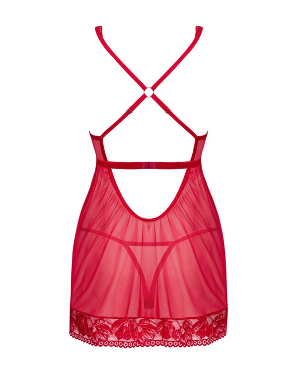 Lacelove Sexy Babydoll en String - Rood - Afbeelding 3
