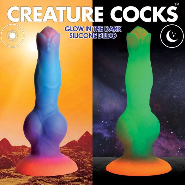Glow-in-the-dark Siliconen Alien Dildo - Afbeelding 10