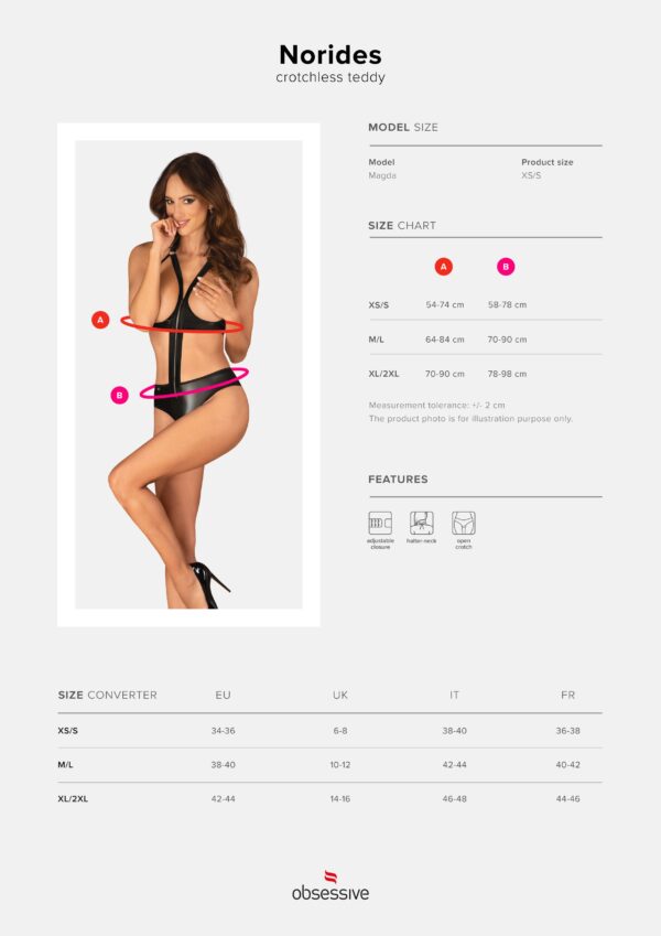 Obsessive - Norides Kruisloze Teddy - Zwart - Afbeelding 8