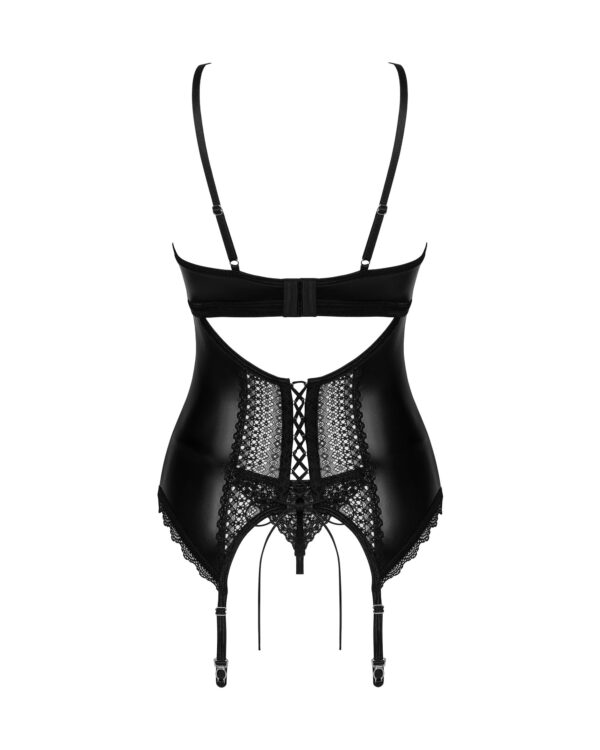 Obsessive - Norides Korset & String - Zwart - Afbeelding 4