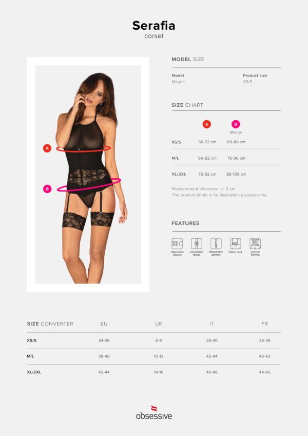 Obsessive - Serafia Korset en String - Zwart - Afbeelding 7