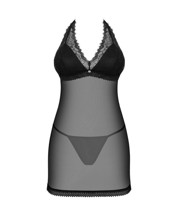 Obsessive - Medilla Nachthemd en String - Zwart - Afbeelding 3