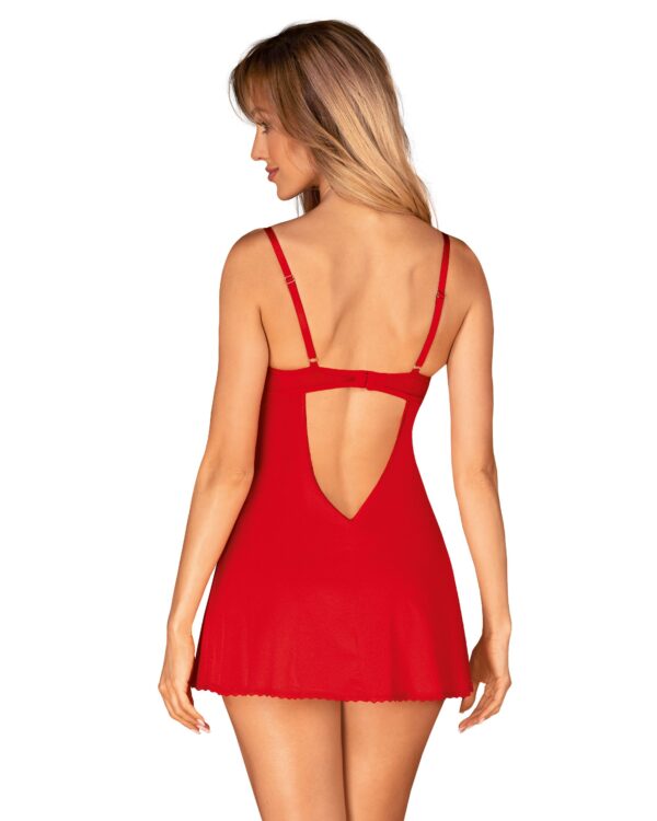 Obsessive - Ingridia Chemise en String - Rood - Afbeelding 2