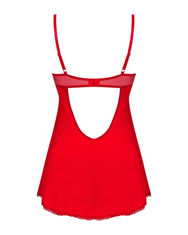 Obsessive - Ingridia Chemise en String - Rood - Afbeelding 3