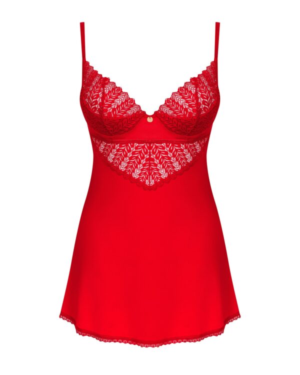 Obsessive - Ingridia Chemise en String - Rood - Afbeelding 4