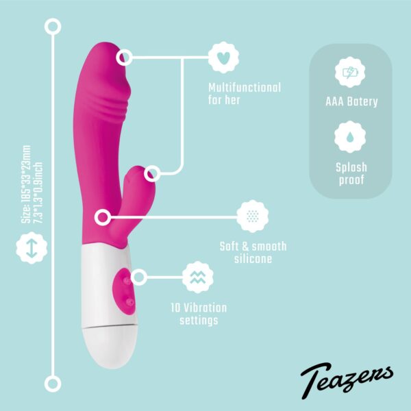 Realistische Rabbit Vibrator - Roze - Afbeelding 3