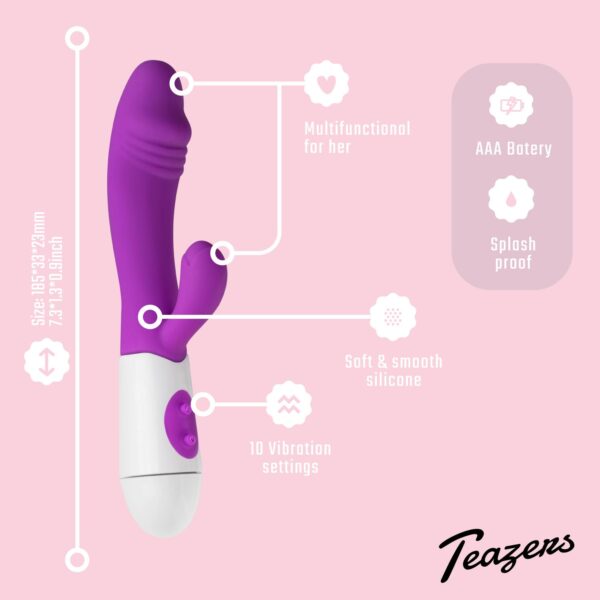 Realistische Rabbit Vibrator - Paars - Afbeelding 4