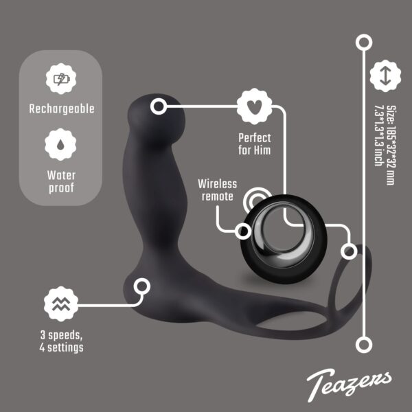 Teazers Cock And Ball Ring Prostate Vibrator Met Afstandsbediening - Afbeelding 15