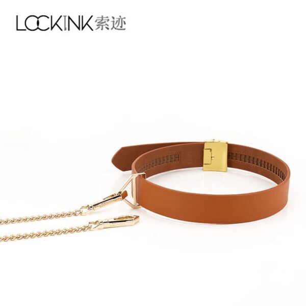 LOCKINK -  Halsband met Riem Set - bruin - Afbeelding 4