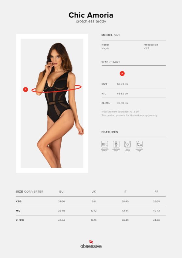Obsessive - Chic Amoria Kruisloze Teddy - Zwart - Afbeelding 5
