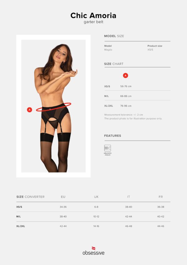 Obsessive - Chic Amoria Jarretelgordel - Zwart - Afbeelding 7