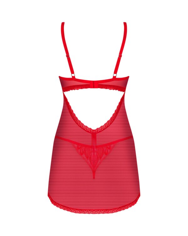 Obsessive - Chilisa Babydoll en String - Rood - Afbeelding 3