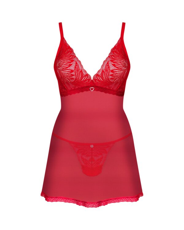 Obsessive - Chilisa Babydoll en String - Rood - Afbeelding 4
