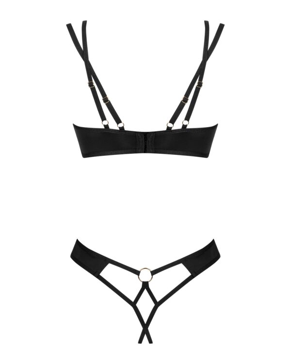 Obsessive - Nesari Tweedelige Kruisloze Set - Zwart - Afbeelding 4