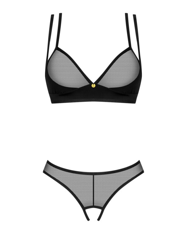 Obsessive - Nesari Tweedelige Kruisloze Set - Zwart - Afbeelding 3