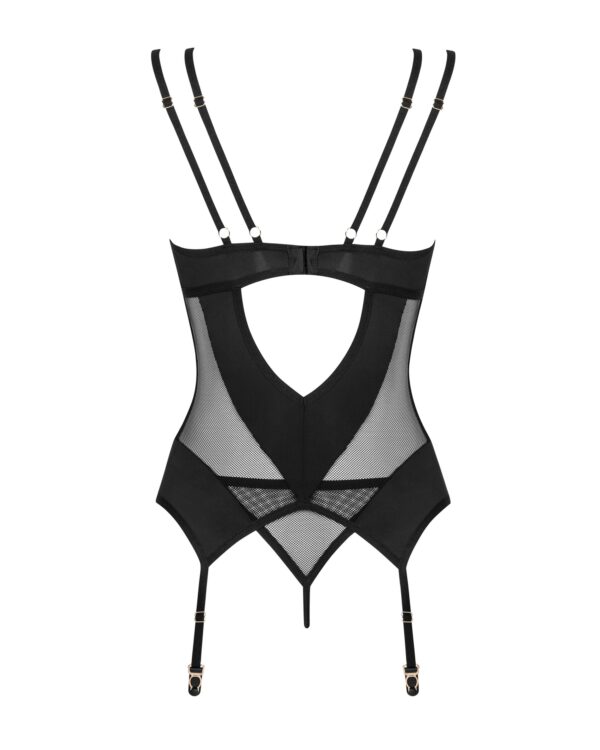 Obsessive - Nesari Korset en String - Zwart - Afbeelding 3