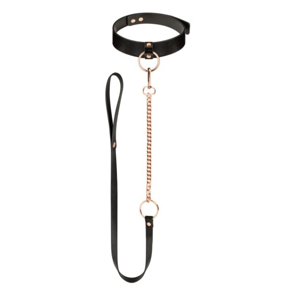 Rosy Gold - Halsband met Leash - Zwart - Afbeelding 2