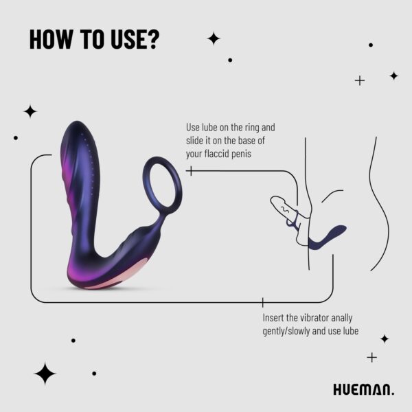 Hueman - Black Hole Anaal Vibrator Met Cockring - Afbeelding 3