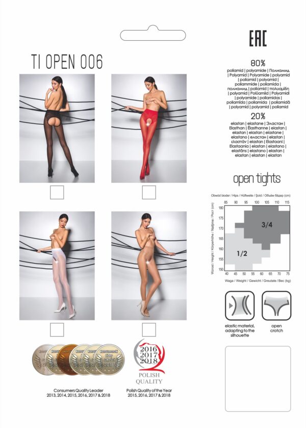 Passion - Tiopen 006 Panty Met Open Kruisje - Zwart - Afbeelding 2