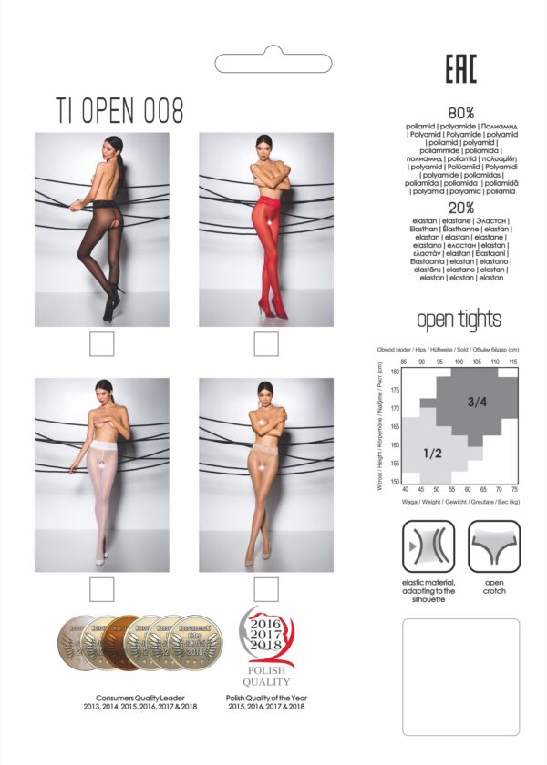 Passion - Tiopen 008 Panty Met Open Kruisje - Rood - Afbeelding 2