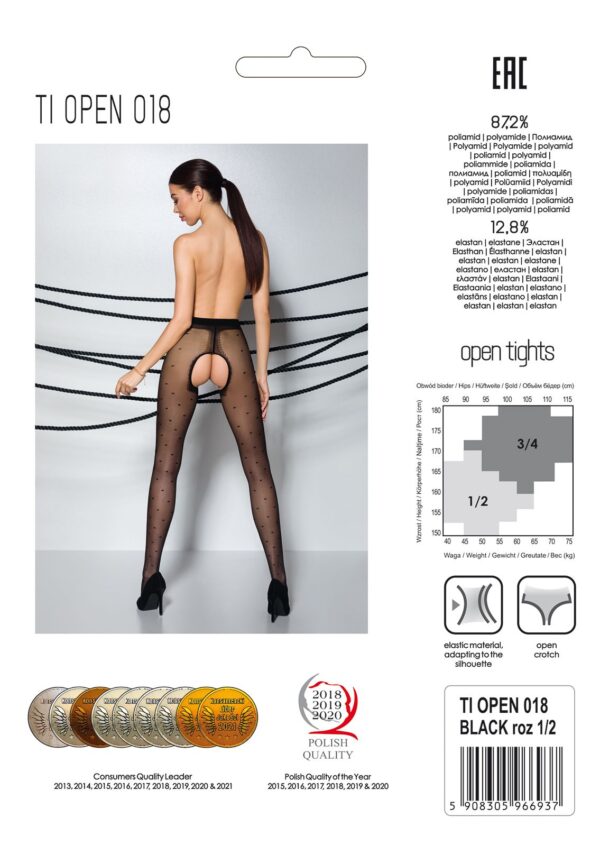 Passion - Tiopen 018 Panty Met Open Kruisje - Zwart - Afbeelding 3