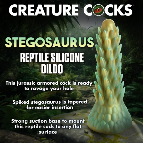 Stegosaurus Spiky Reptiel Dildo - Groen - Afbeelding 8