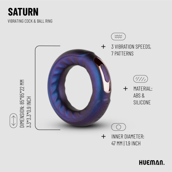 Hueman - Saturn Vibrerende Cock/Ball Ring - Afbeelding 4