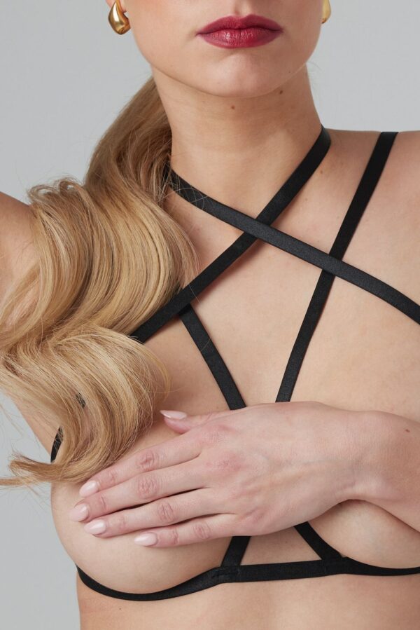 Strappy Harness Bralette Fia -  zwart - Afbeelding 3