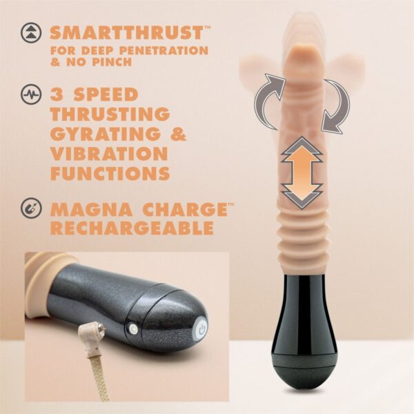Dr. Skin Silicone - Dr. Knight - Stotende en Vibrerende Dildo - Beige - Afbeelding 3