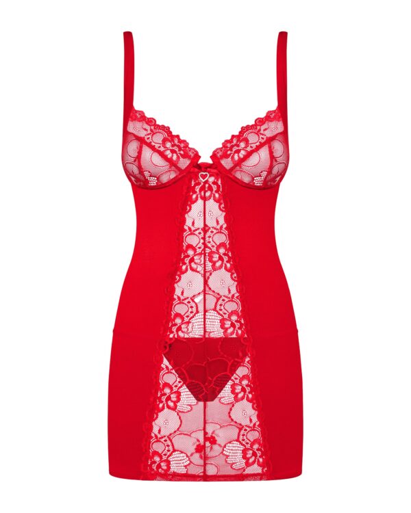 Heartina Negligé Met String - Rood - Afbeelding 4