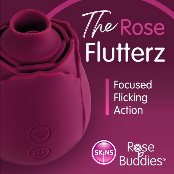 Skins Rose Buddies - The Rose Flutterz Vibrator - Wijnrood - Afbeelding 5