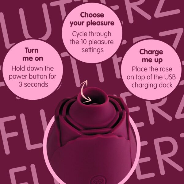 Skins Rose Buddies - The Rose Flutterz Vibrator - Wijnrood - Afbeelding 8