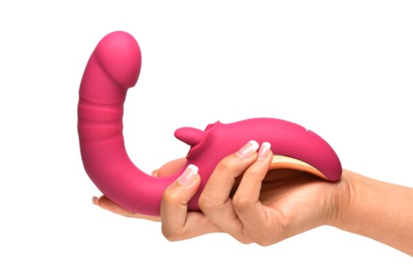 XR Brands - Tease & Please Likkende & Stotende Vibrator - Roze - Afbeelding 3