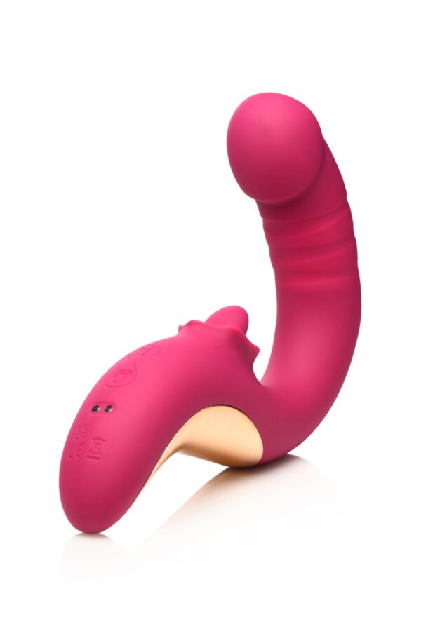 XR Brands - Tease & Please Likkende & Stotende Vibrator - Roze - Afbeelding 4