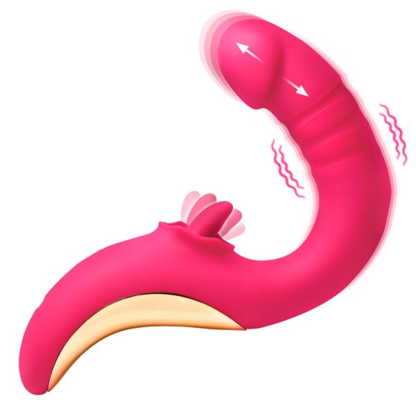 XR Brands - Tease & Please Likkende & Stotende Vibrator - Roze - Afbeelding 2