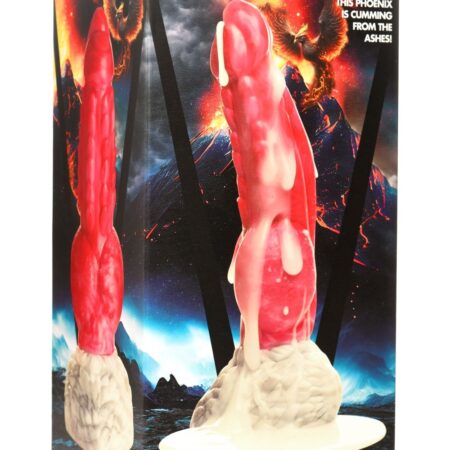 XR Brands - Resurrector Phoenix Spuitende Siliconen Dildo - Rood/Wit