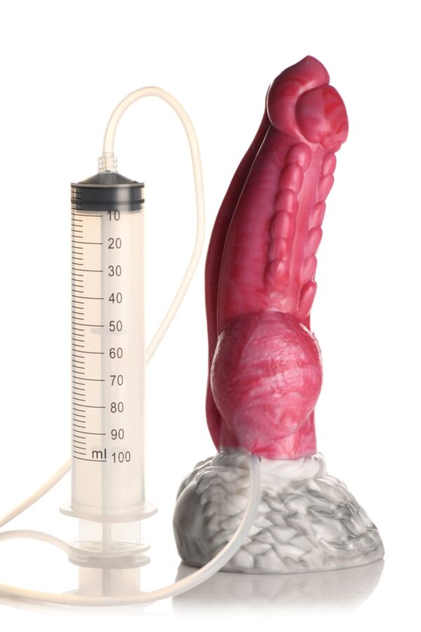 XR Brands - Resurrector Phoenix Spuitende Siliconen Dildo - Rood/Wit - Afbeelding 3