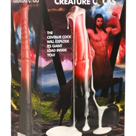 XR Brands - Centaur Explosie Spuitende Siliconen Dildo - Zwart/Rood