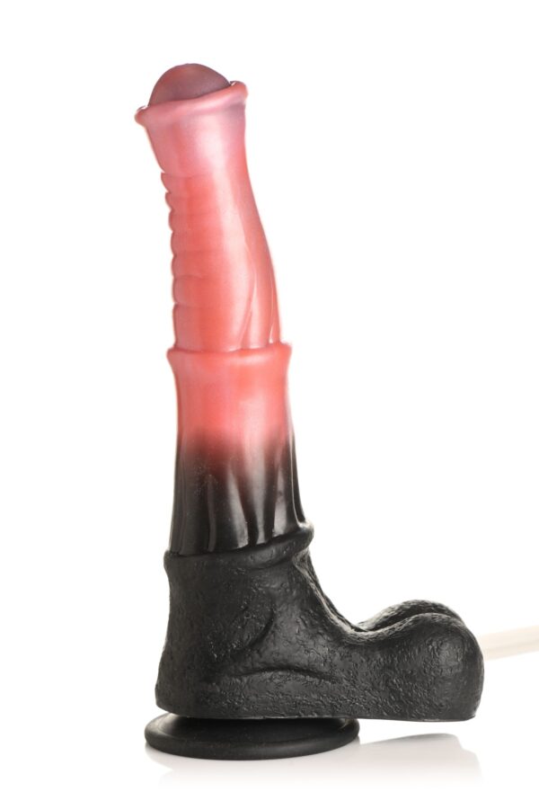 XR Brands - Centaur Explosie Spuitende Siliconen Dildo - Zwart/Rood - Afbeelding 3