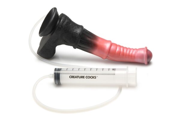 XR Brands - Centaur Explosie Spuitende Siliconen Dildo - Zwart/Rood - Afbeelding 7