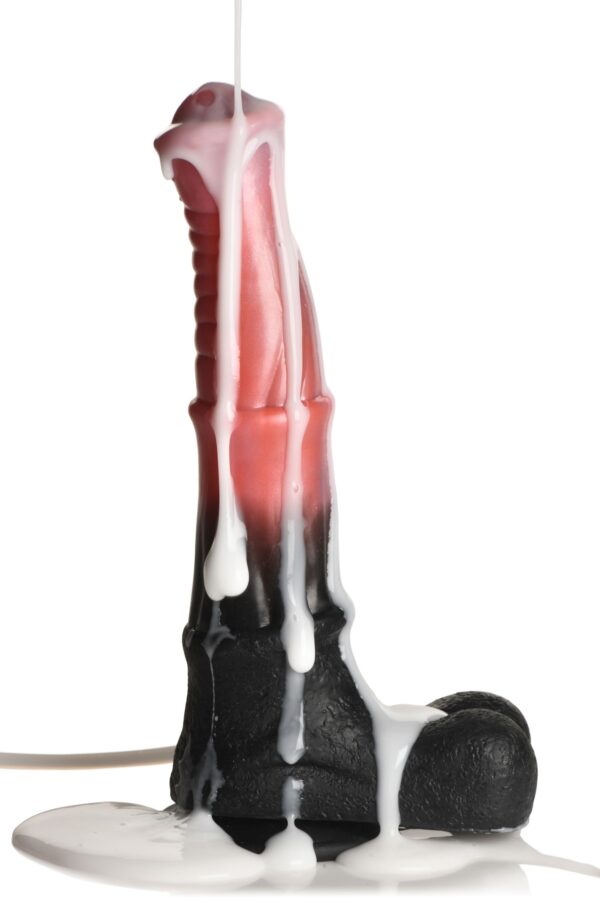 XR Brands - Centaur Explosie Spuitende Siliconen Dildo - Zwart/Rood - Afbeelding 2