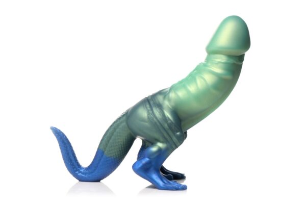 XR Brands - Jurassic Cock Dinosaurus Dildo - Groen & Blauw - Afbeelding 2