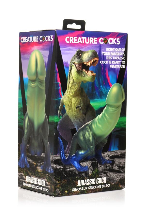 XR Brands - Jurassic Cock Dinosaurus Dildo - Groen & Blauw - Afbeelding 7