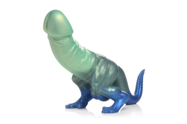 XR Brands - Jurassic Cock Dinosaurus Dildo - Groen & Blauw - Afbeelding 4
